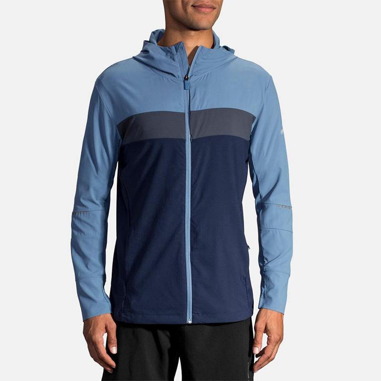 Brooks Men's Canopy Running Jackets - Blue (QKHO81347)